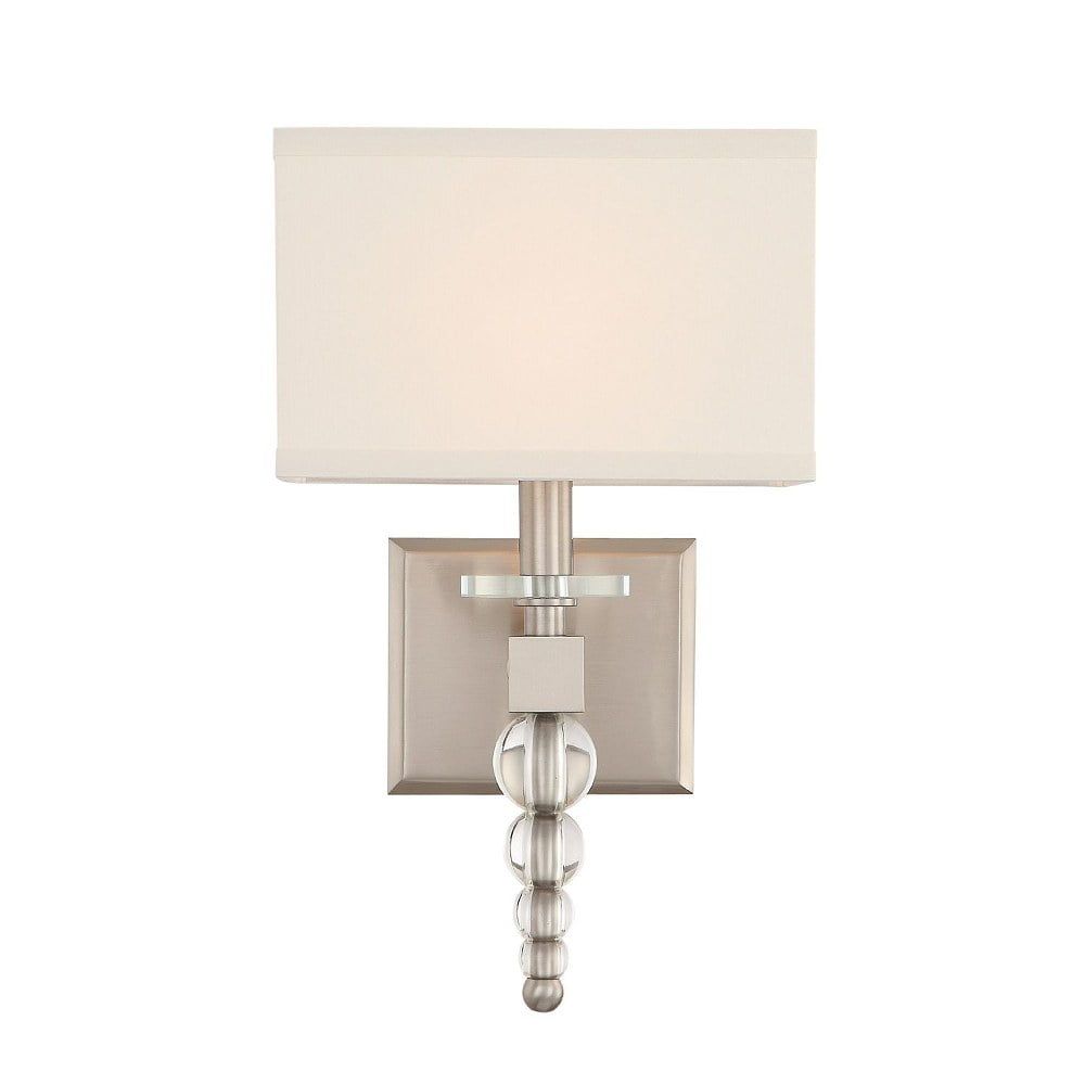 Brushed Nickel 16" Direct Wired Electric Sconce with White Silk Shade