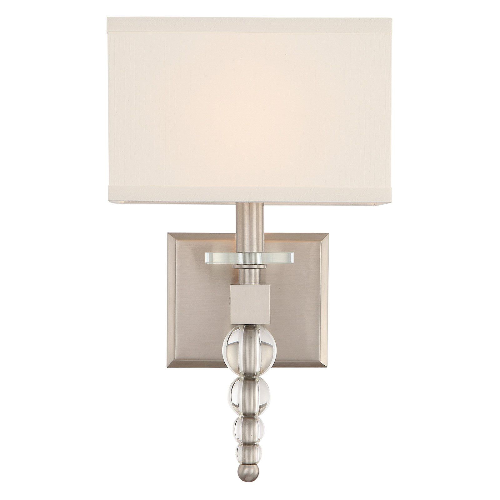 Brushed Nickel 16" Direct Wired Electric Sconce with White Silk Shade