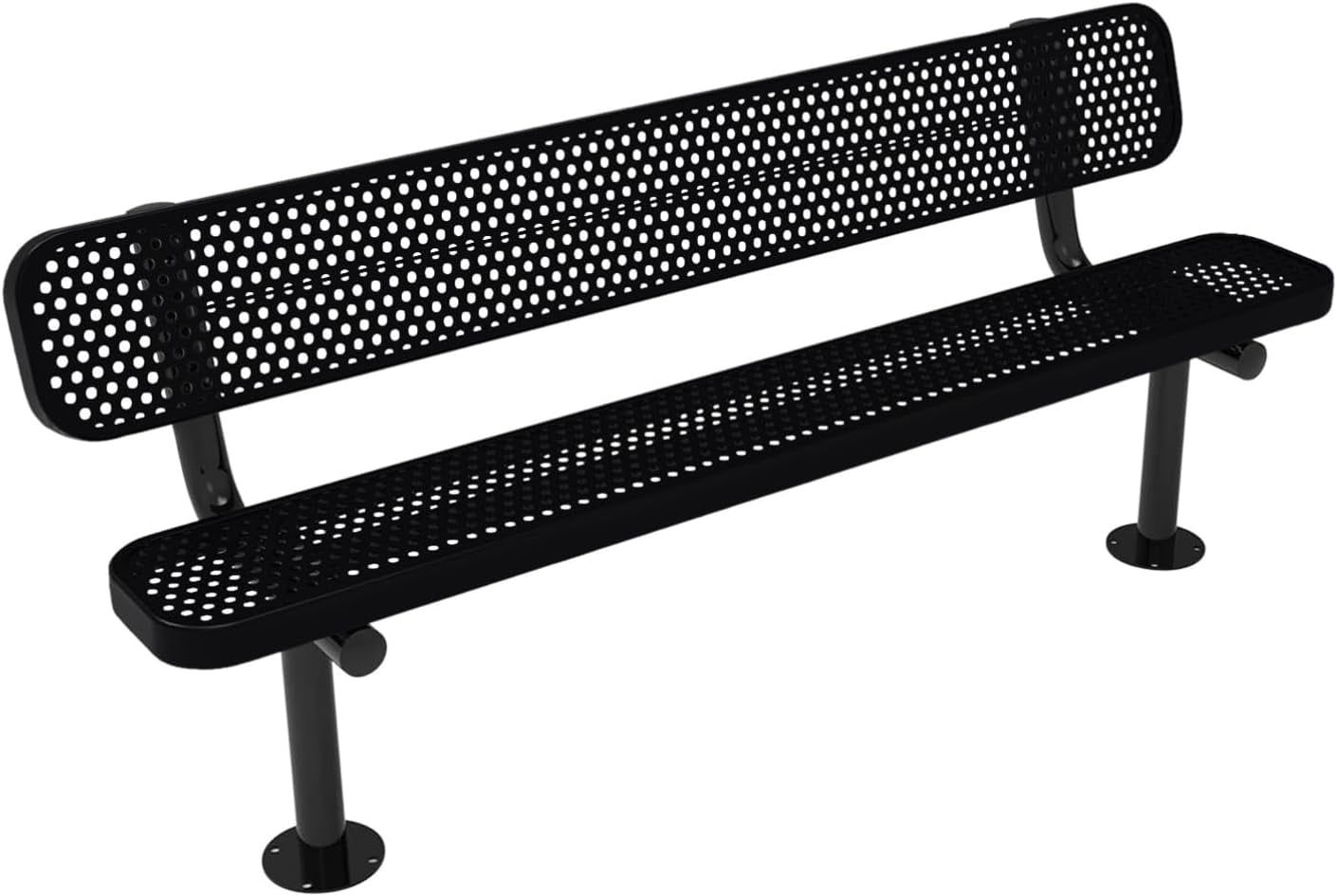 Black Heavy-Duty Thermoplastic Coated Metal Outdoor Bench