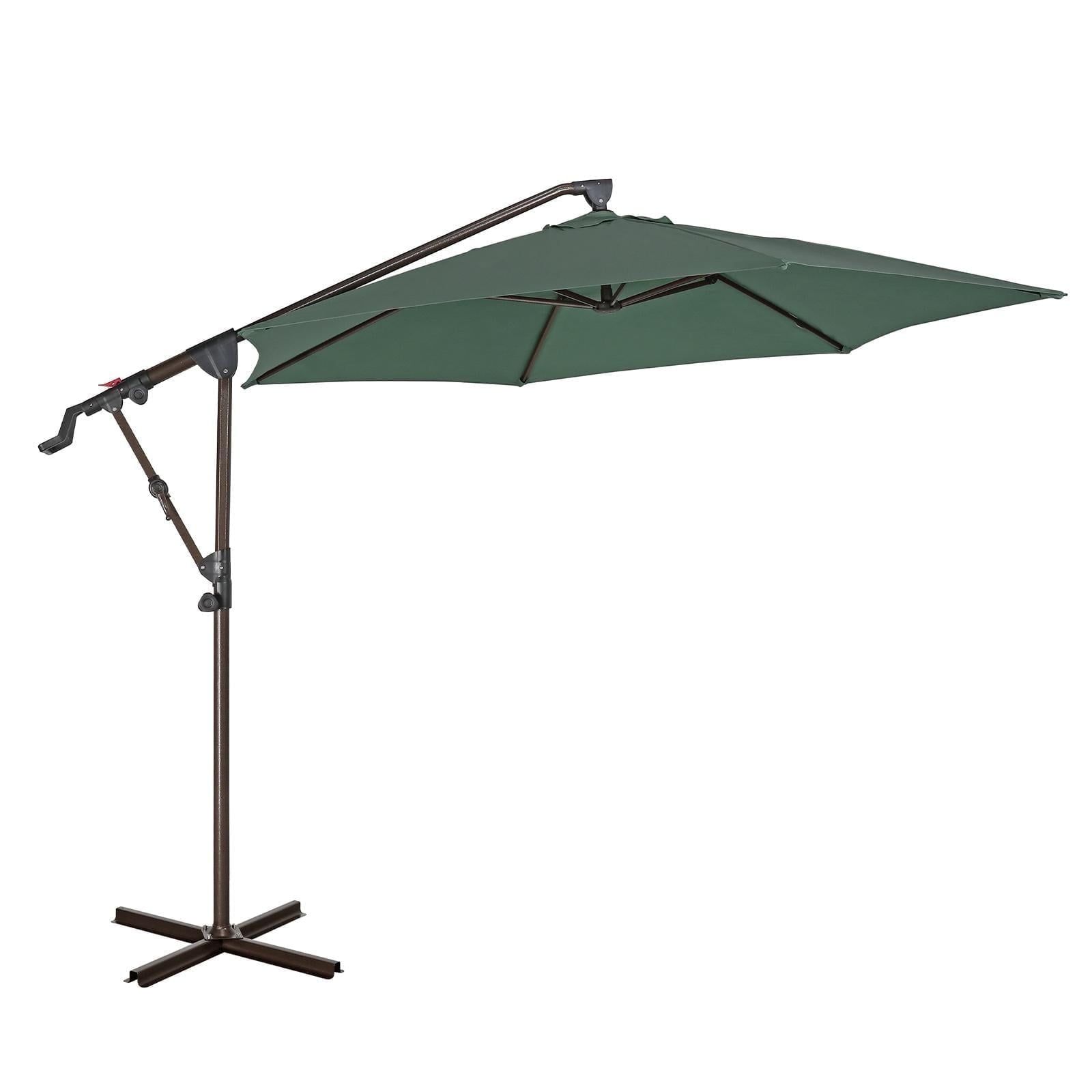 10ft Dark Green Cantilever Patio Umbrella with Steel Pole and Polyester Canopy