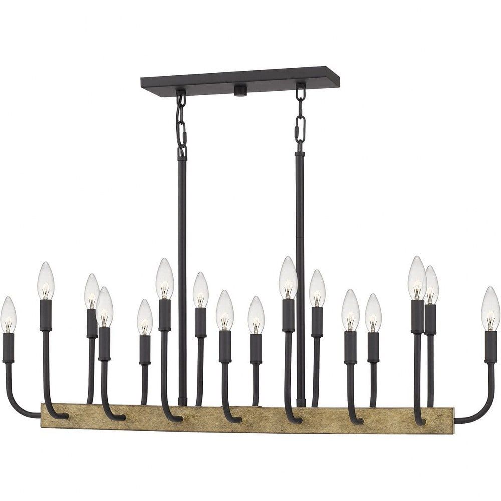 Matte Black 16-Light Steel Island Chandelier