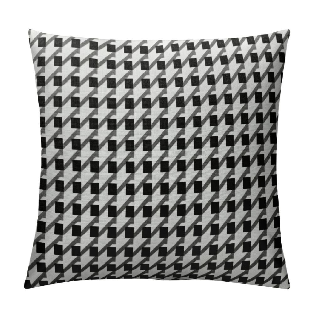 Black and White Houndstooth Polyester 18x18 Euro Pillow Cover