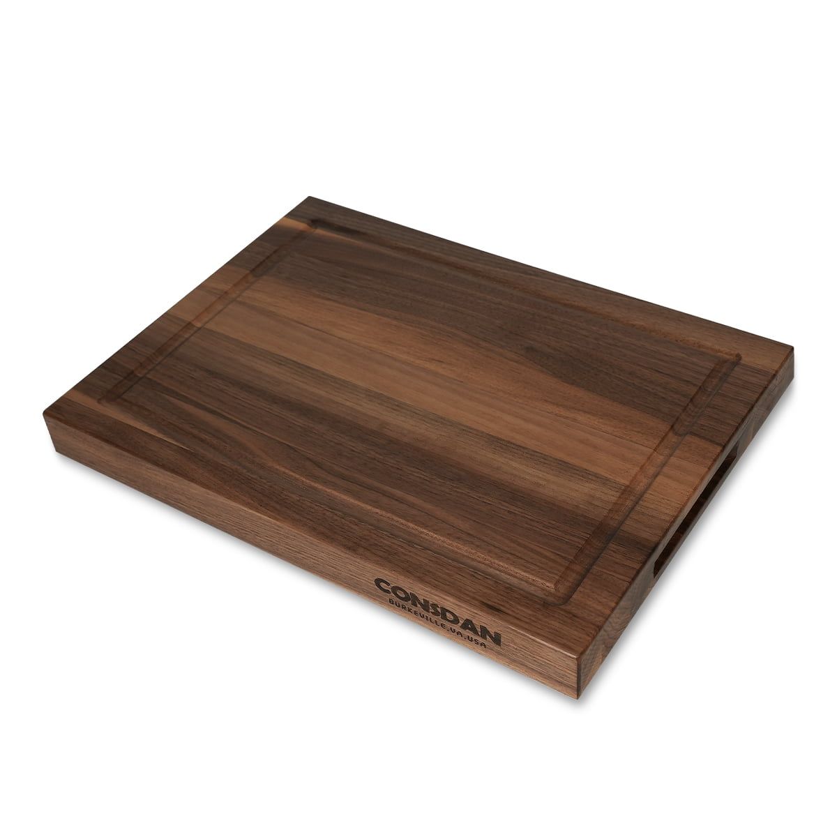 CONSDAN Black Walnut Butcher Block Cutting Board with Inner Handles