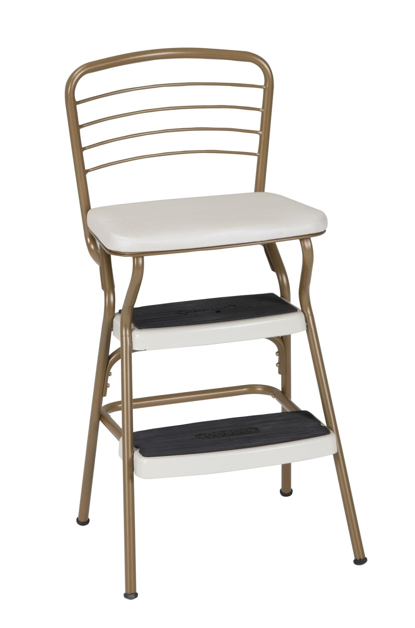 Gold and Cream Steel Foldable 2-Step Chair