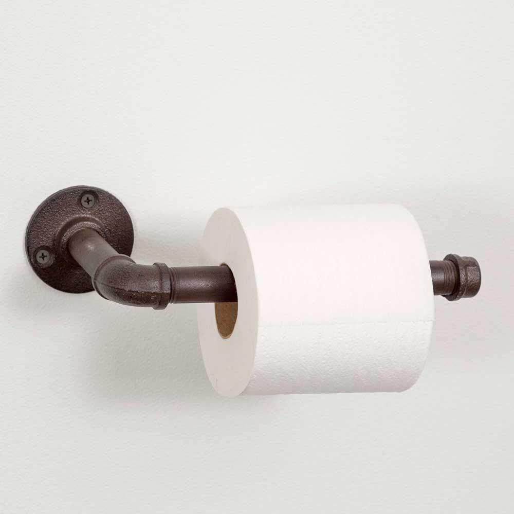 Industrial Black Metal Wall-Mounted Toilet Paper Holder