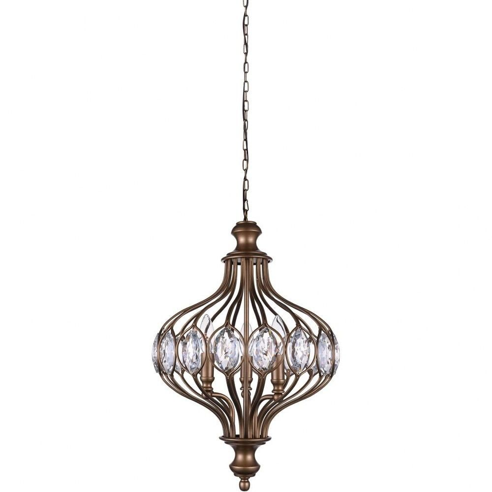 Altair Elegance 19" Antique Bronze Crystal Accented Chandelier