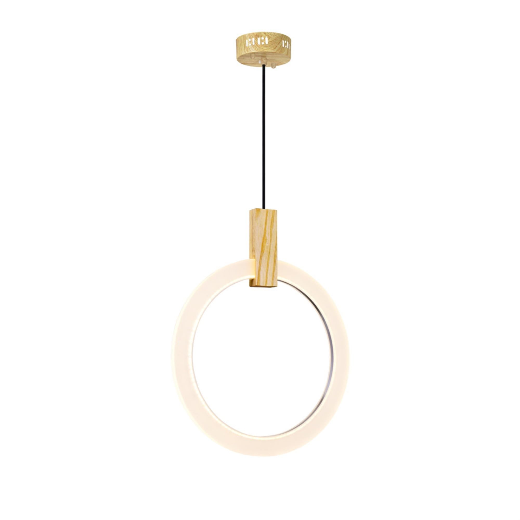 Anello White Oak and Frosted Acrylic LED Pendant Light