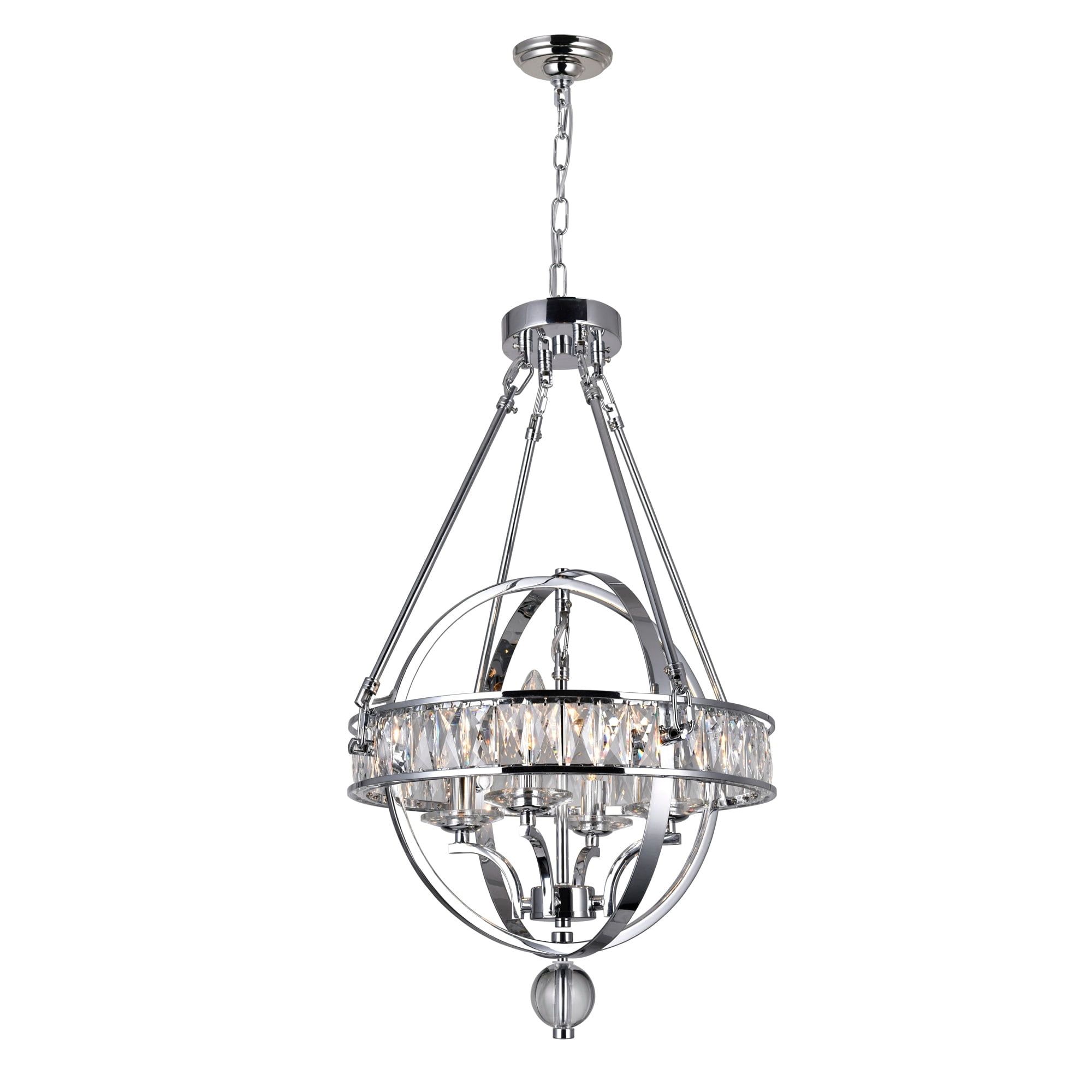 Arkansas Elegance 28" Chrome Orb Cage Chandelier with Candelabra Lights