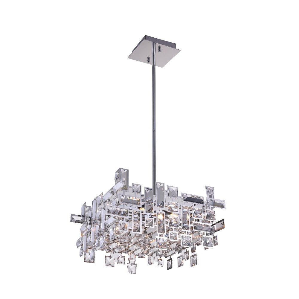 Mini Crystal Chrome Chandelier with Faceted Panels 21"x10"