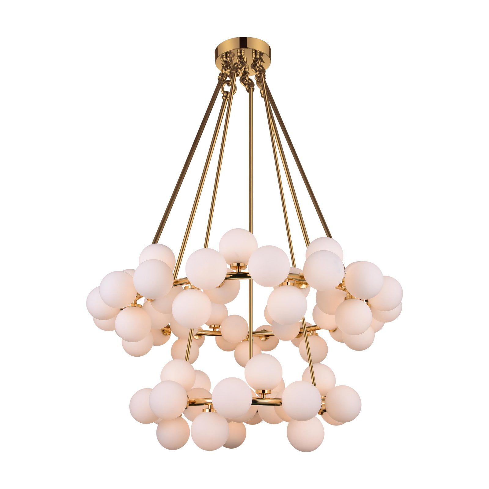 Arya 39" White and Gold Metal Chandelier with Frosted Glass