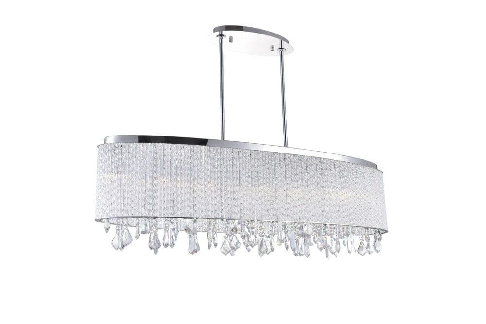 Benson Chrome Finish 7-Light Oval Drum Chandelier with Crystal Accents