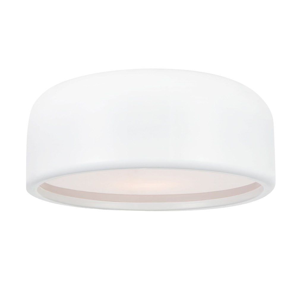 White Glass Drum Shade Flush Mount Ceiling Light