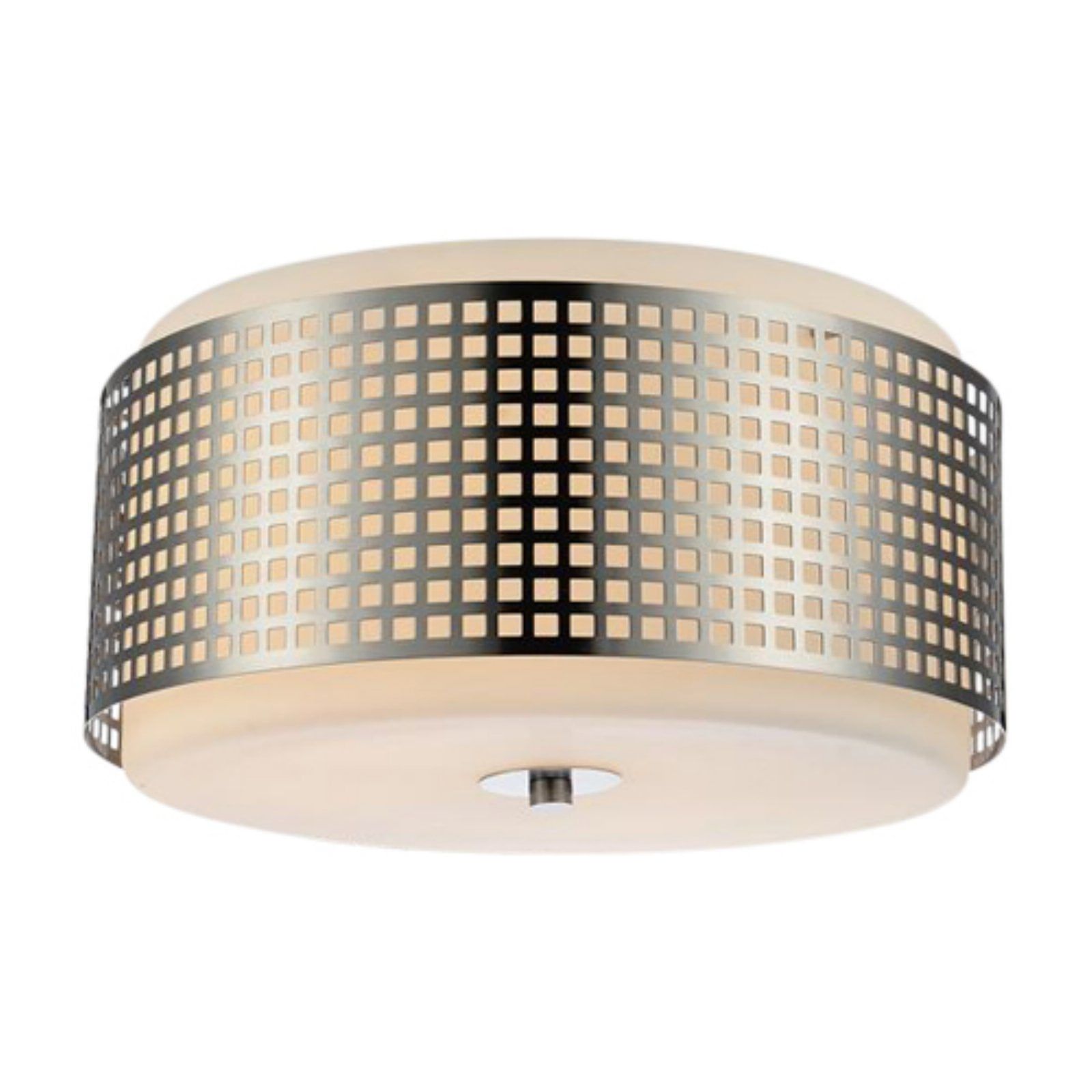 Modern Satin Nickel 15" Drum Flush Mount Ceiling Light