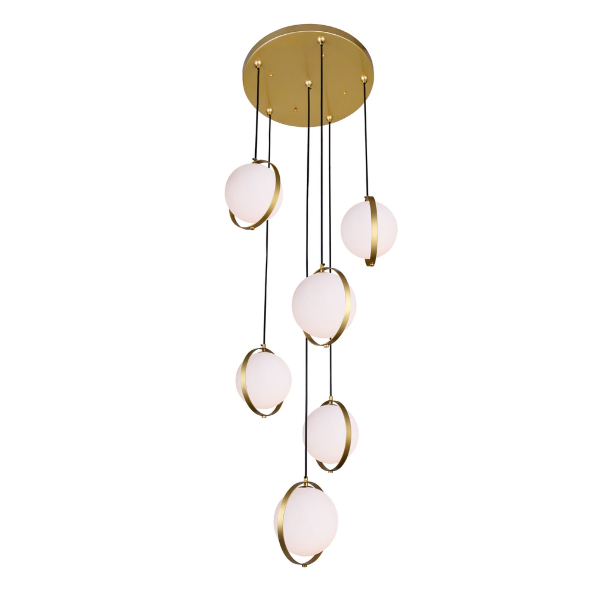 Da Vinci 6-Light Brass Globe Cluster LED Chandelier