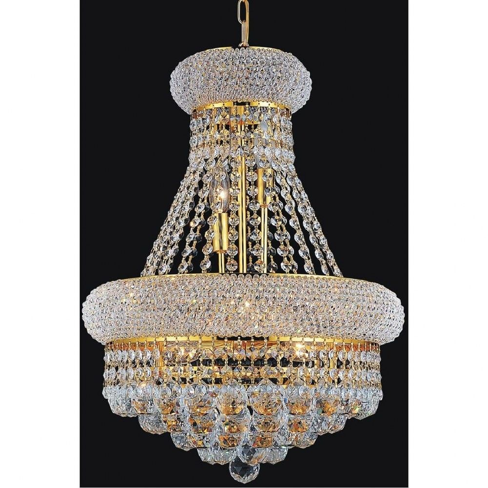 Empire Crystal Elegance 18" Gold Chandelier with Glittering Details