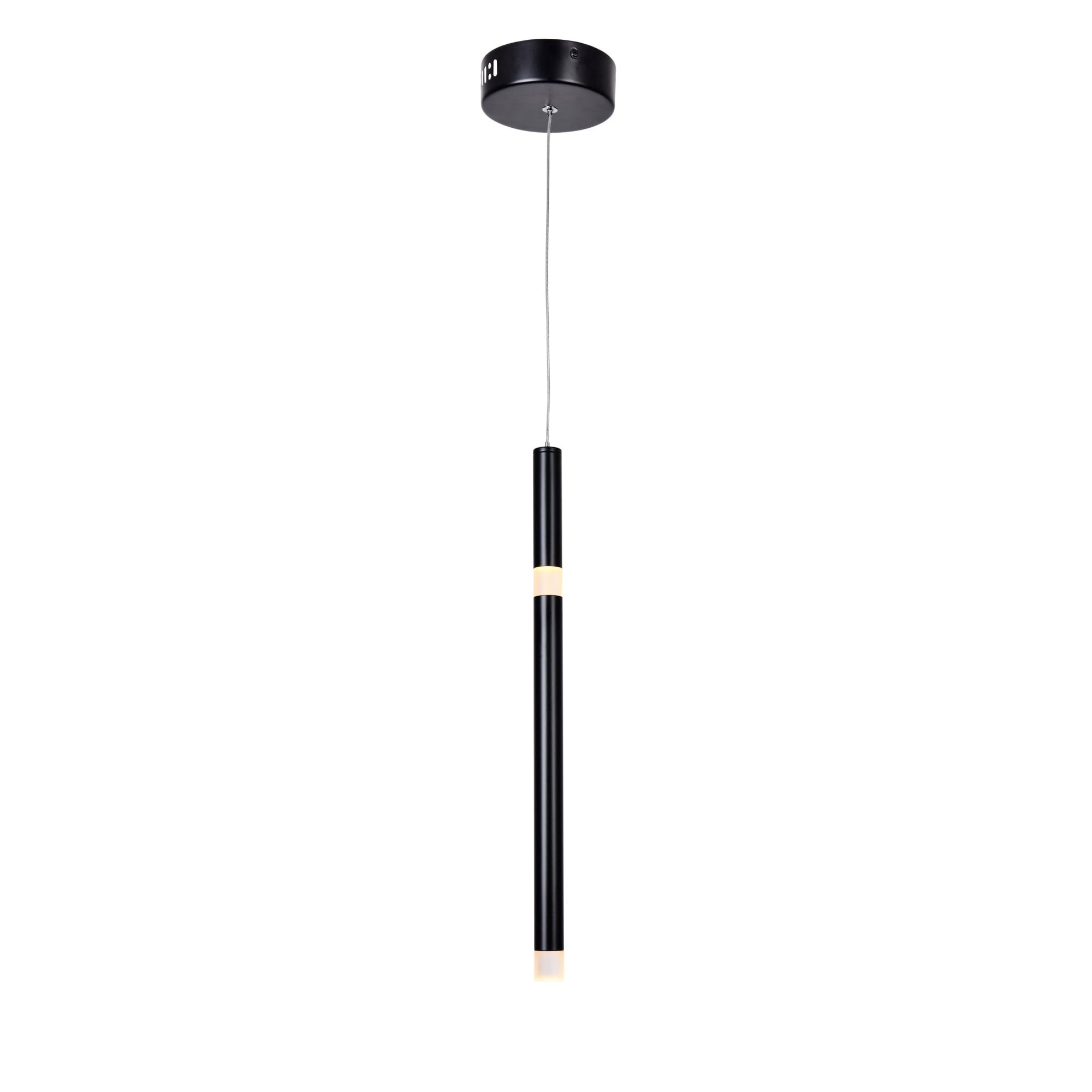 Sleek Black Metal LED Pendant Light - Contemporary 17" Design