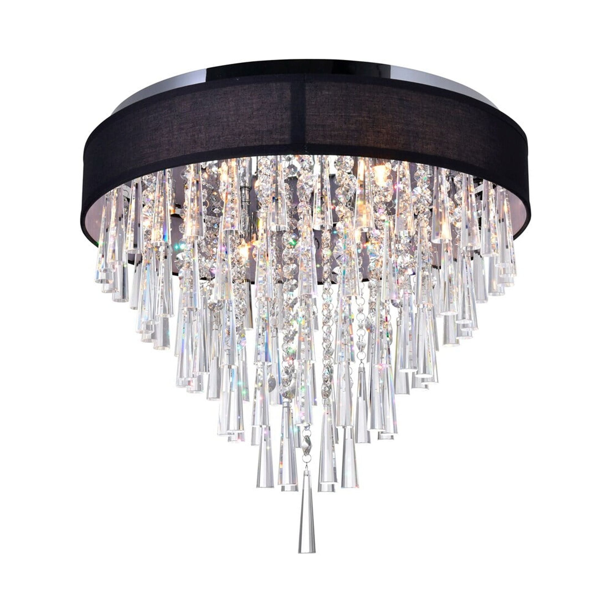 Franca 8-Light Chrome and Crystal Drum Shade Flush Mount