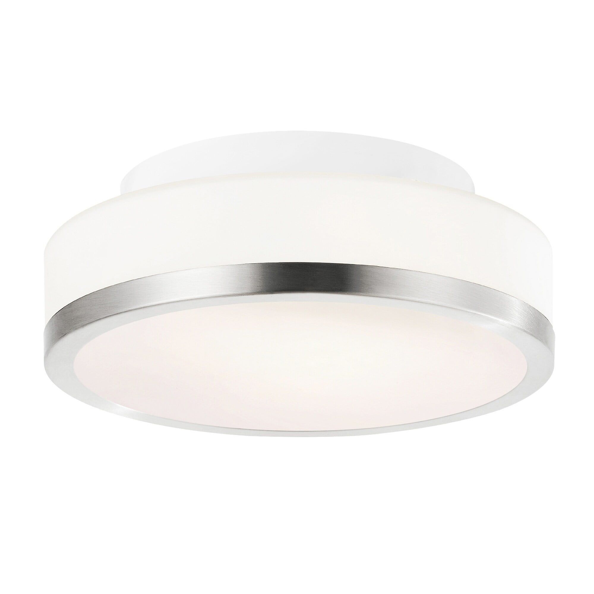 Satin Nickel 8" Drum Glass Flush Mount with Nickel Frame