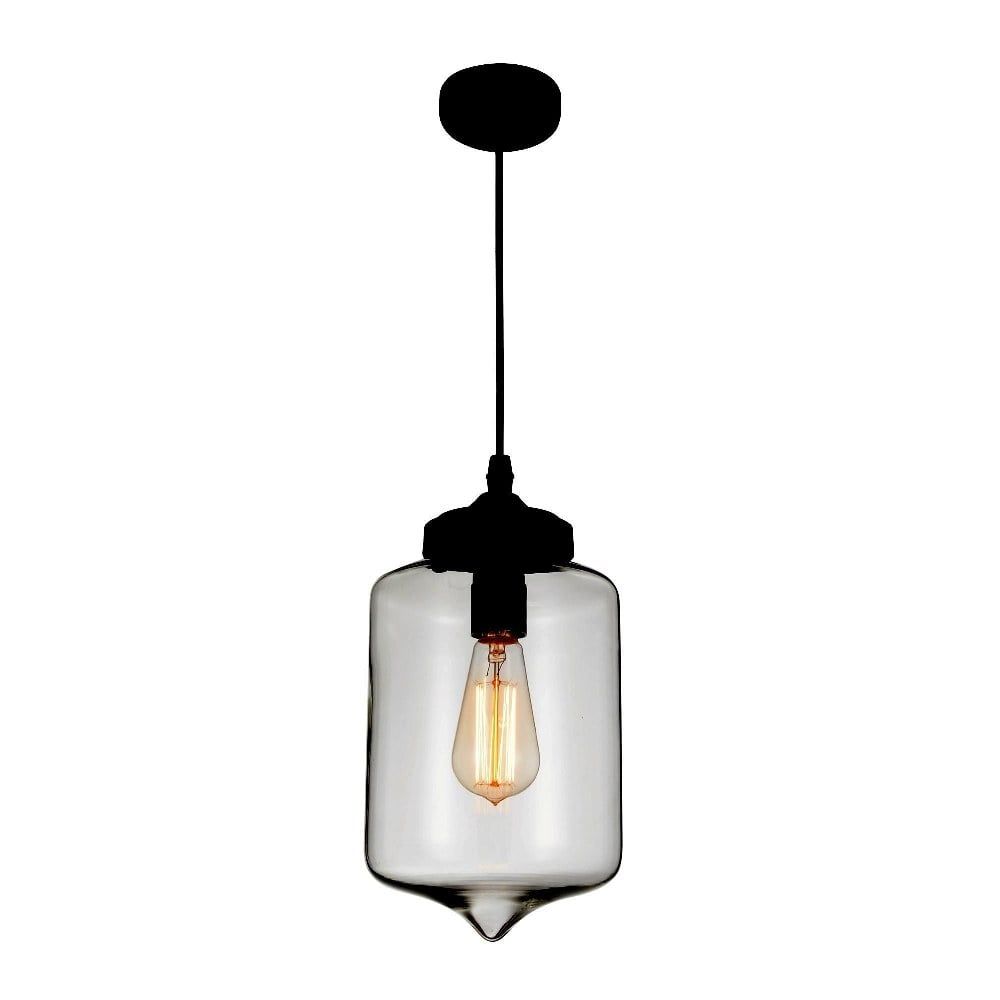 Sleek Mini Smoke Glass LED Pendant with Matte Black Base