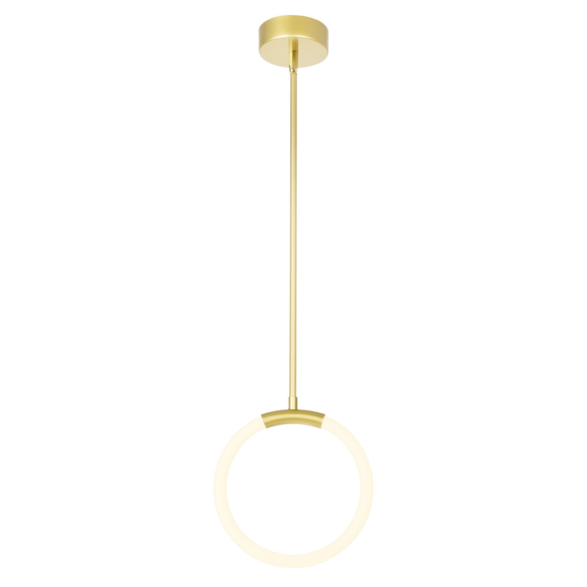 Satin Gold Glass LED Pendant Light, 10"