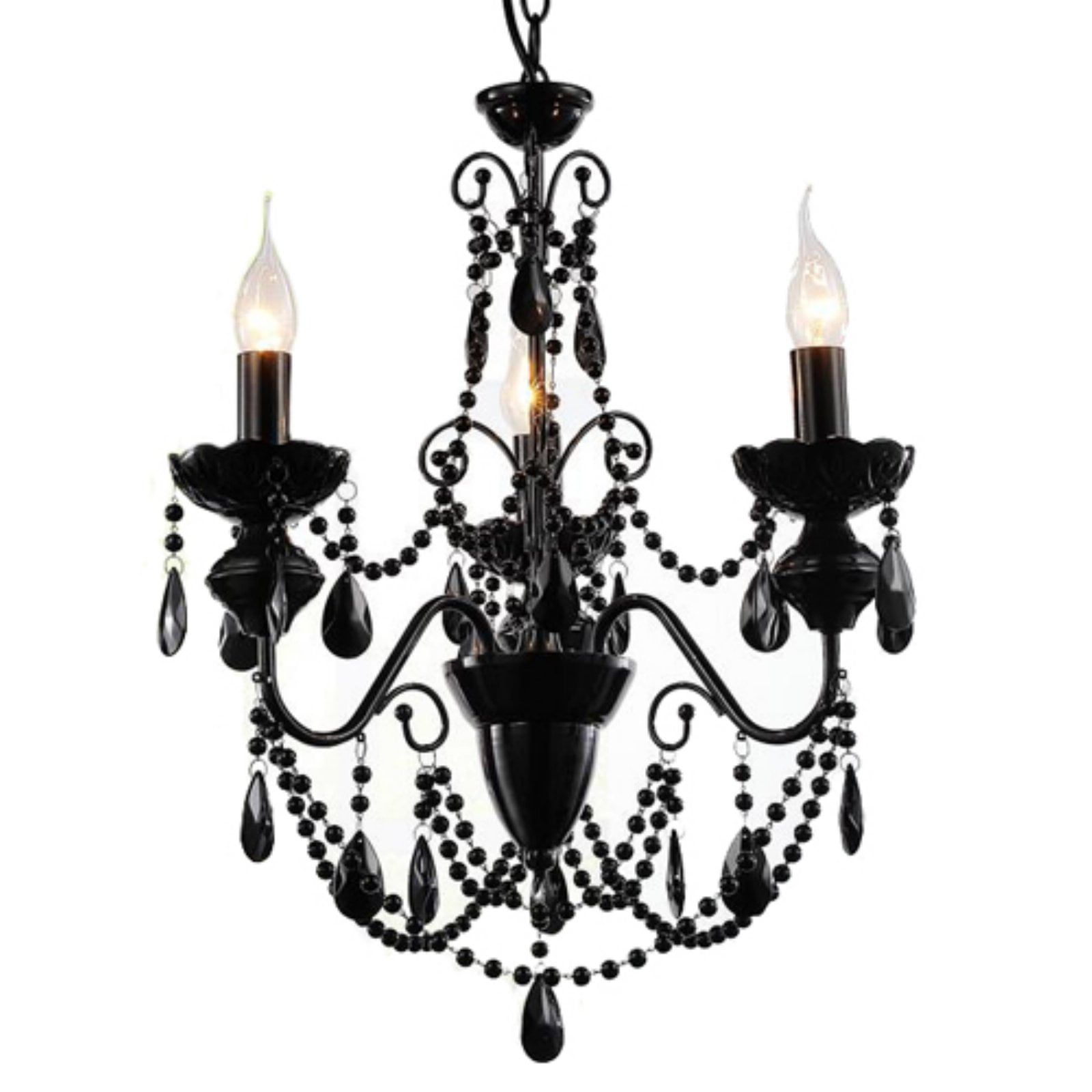 Mini Keen 3-Light Black Crystal Chandelier with Candelabra Bulbs