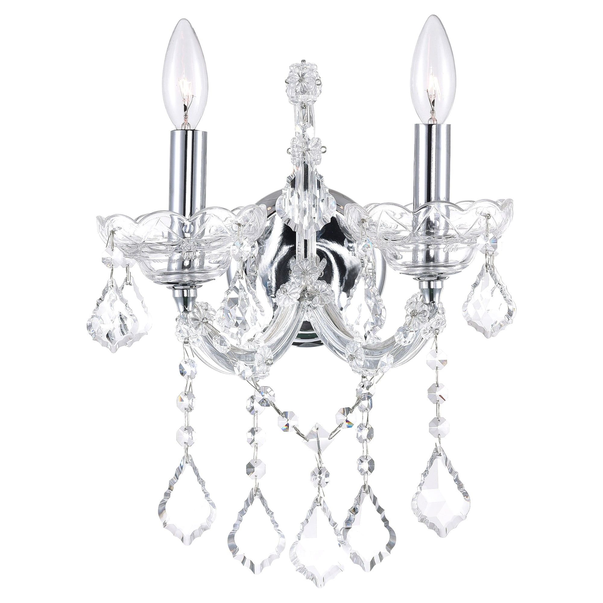 Maria Theresa 14" Chrome Crystal Embellished Wall Sconce