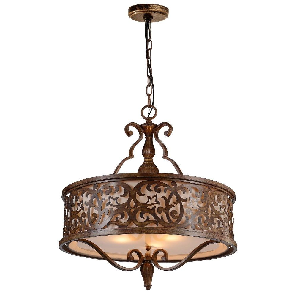 Mini Nicole 21" Drum Shade Chandelier in Brushed Chocolate