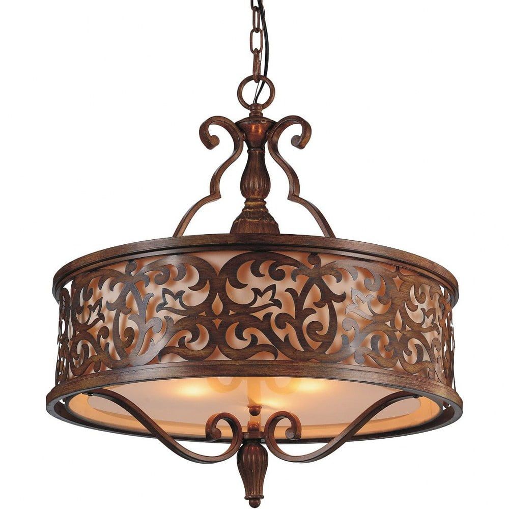 Mini Nicole 21" Drum Shade Chandelier in Brushed Chocolate