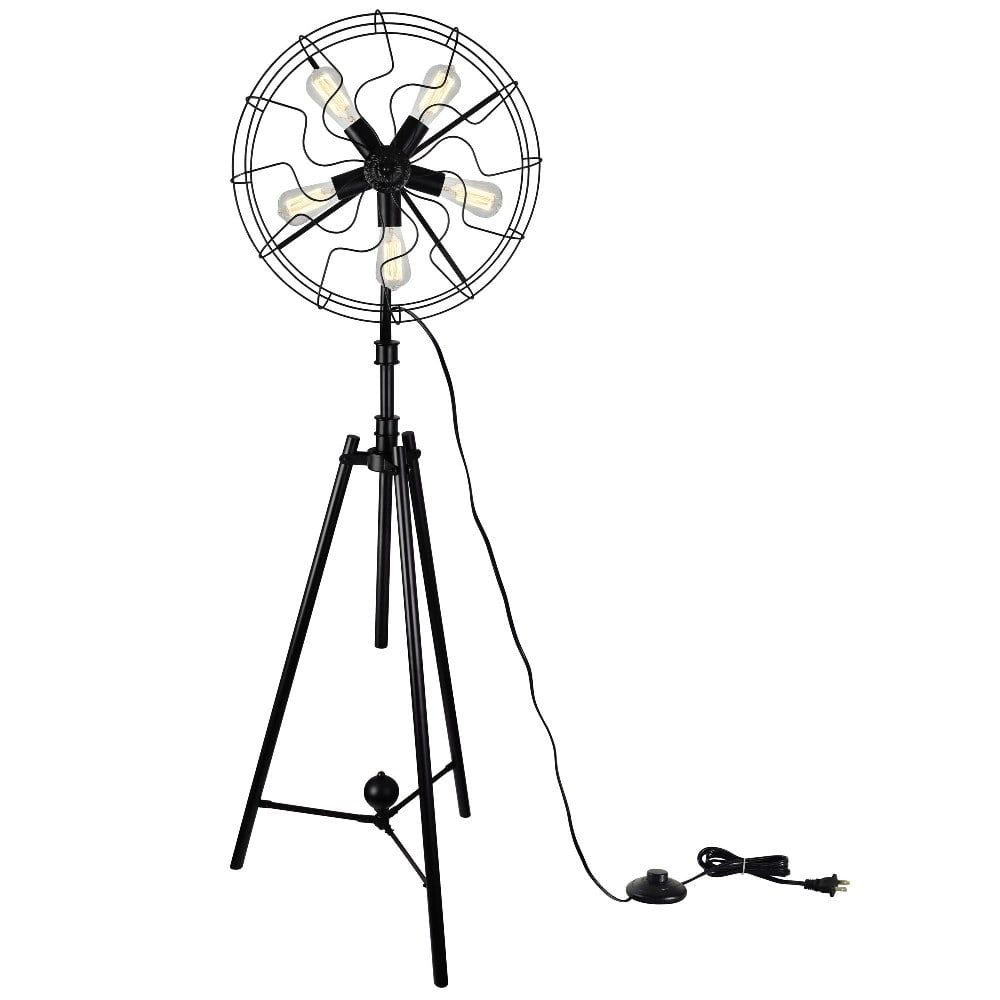 Edison Multi-Head 68" Industrial Fan Floor Lamp in Black