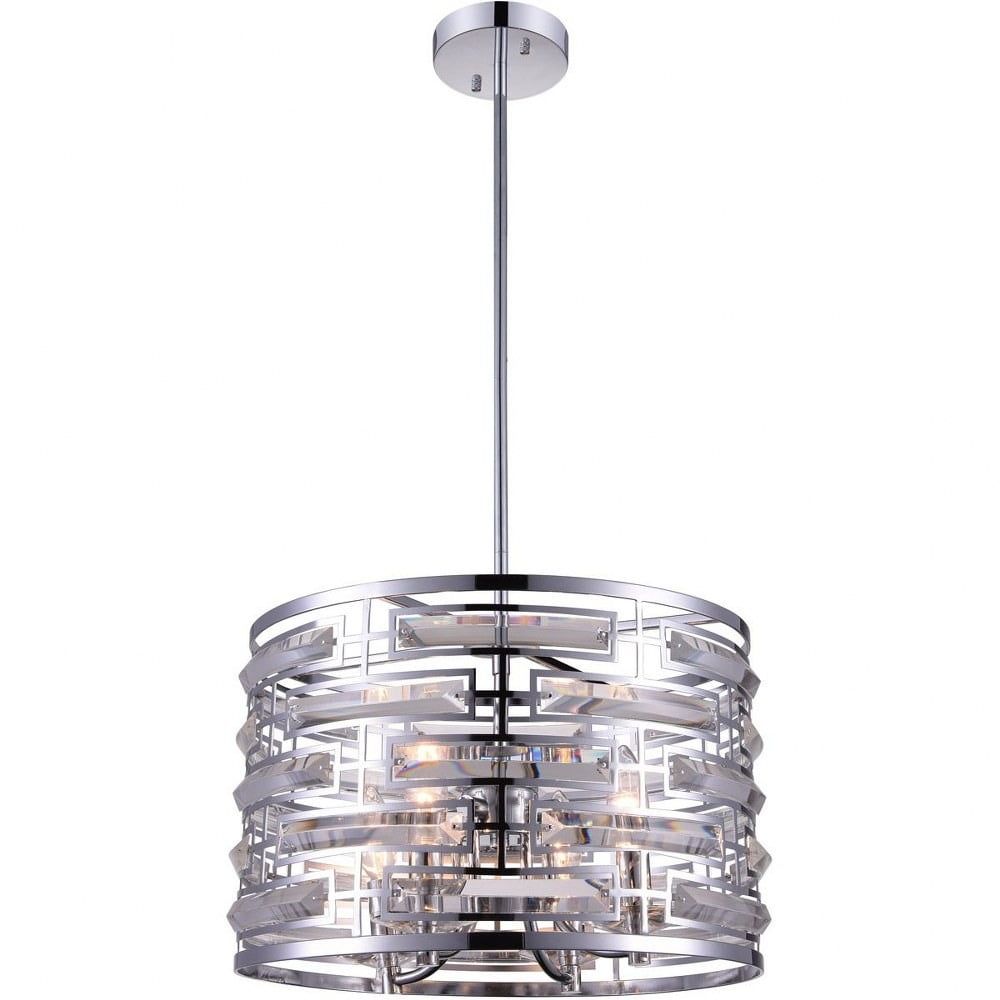 Petia Chrome Mini Drum 15" Chandelier with Mirror Bars