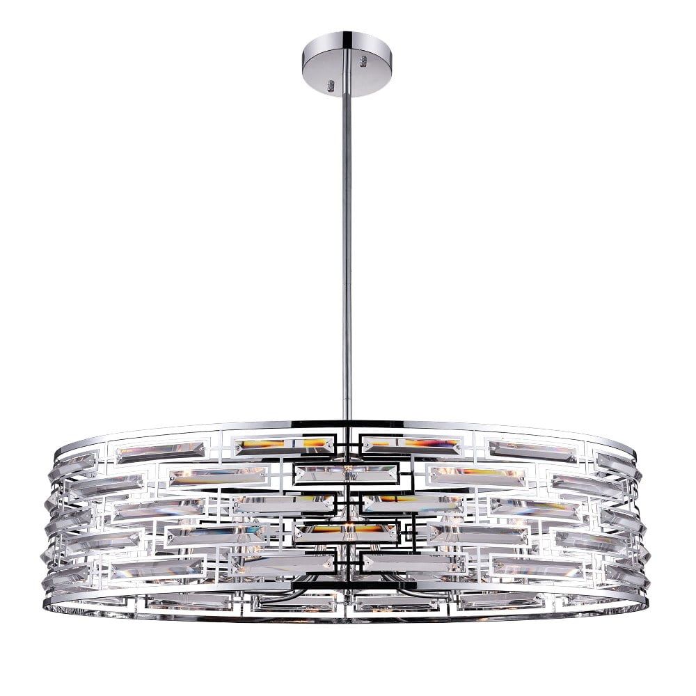 Petia Chrome Crystal Drum LED Chandelier - 39"x18"