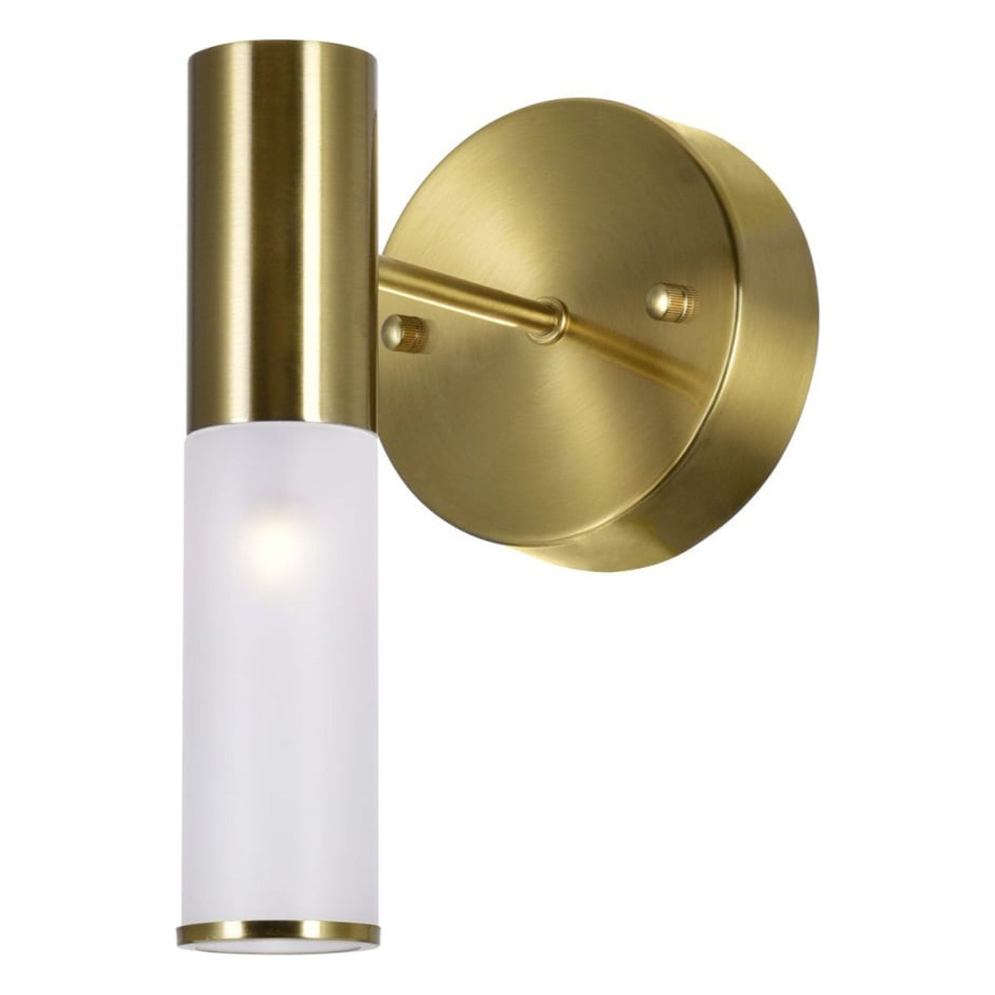 Elegant Brass-Finished 7" Wall Sconce with Frosted Glass LED Holder