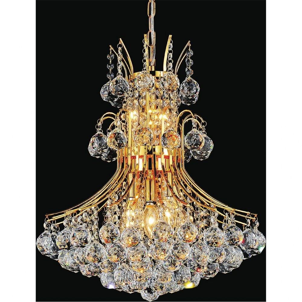 Elegant Gold-Finish 20" Crystal Ball Chandelier with 8 Lights