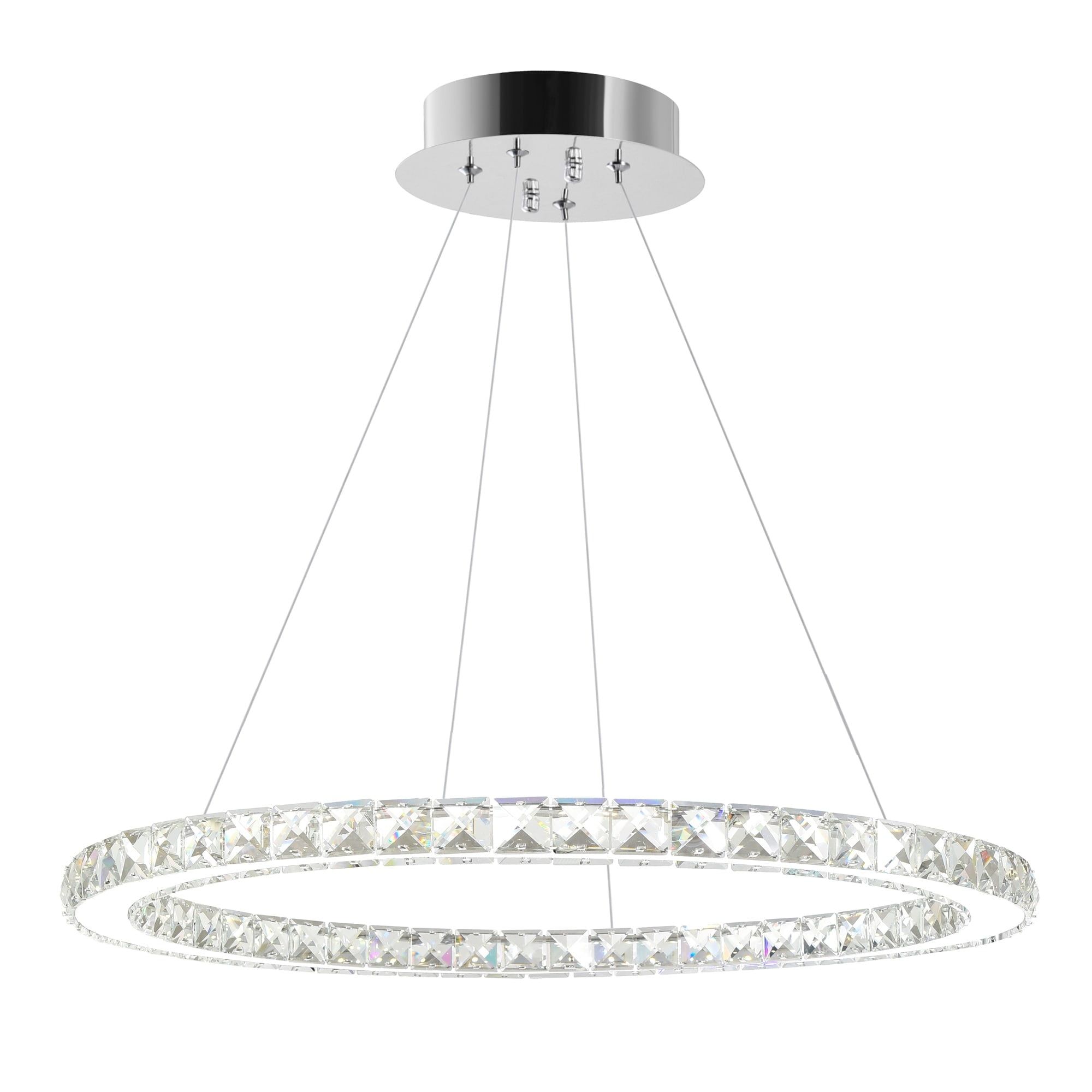 Elysian 24" Chrome and Crystal LED Halo Chandelier