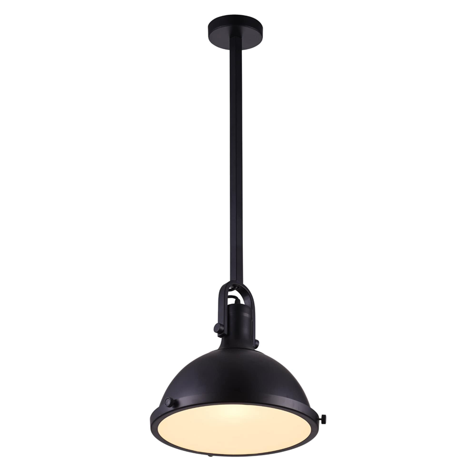 Strum Contemporary 12" Black Steel & Glass LED Bowl Pendant