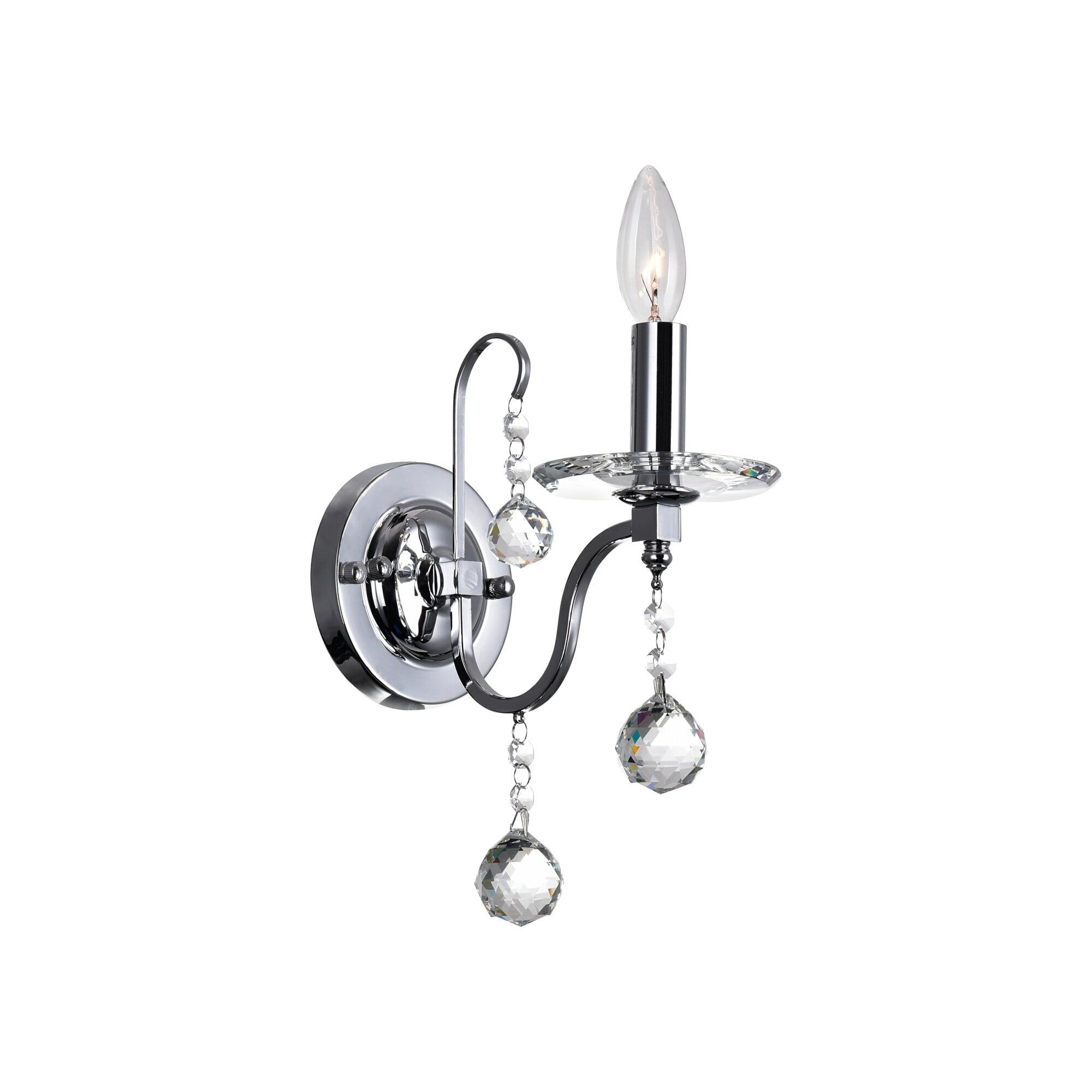 Valentina Chrome Finish Modern Candelabra Wall Sconce with Crystal Accents