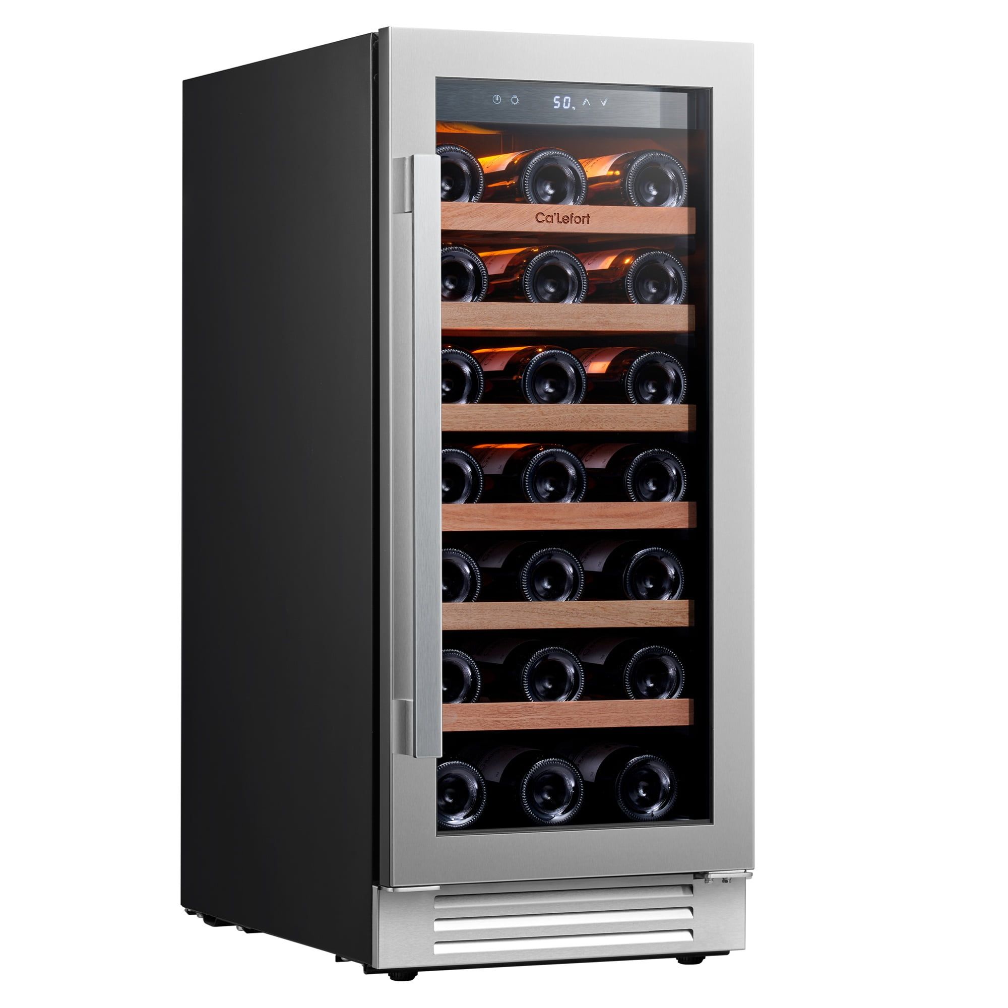 Ca'Lefort 15'' Stainless Steel 33-Bottle Wine Cooler with Glass Door