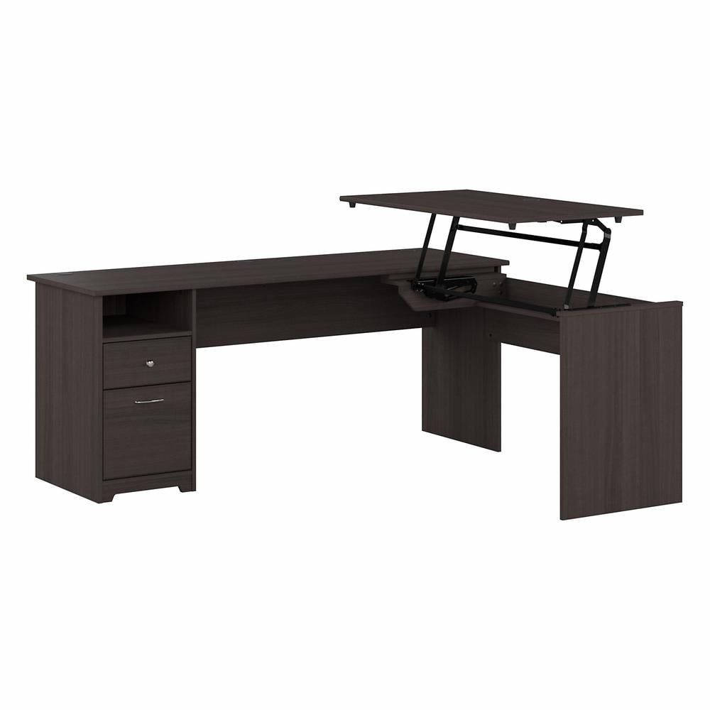 Heather Gray Contemporary 72" Adjustable L-Shaped Desk with Drawers