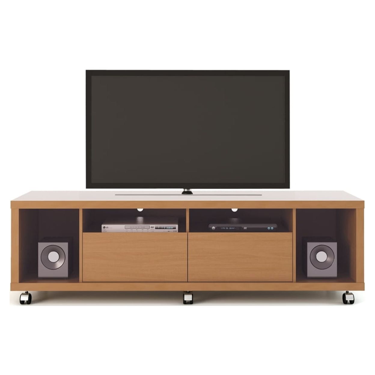 Maple Cream and Nude Modern TV Stand with Cabinet