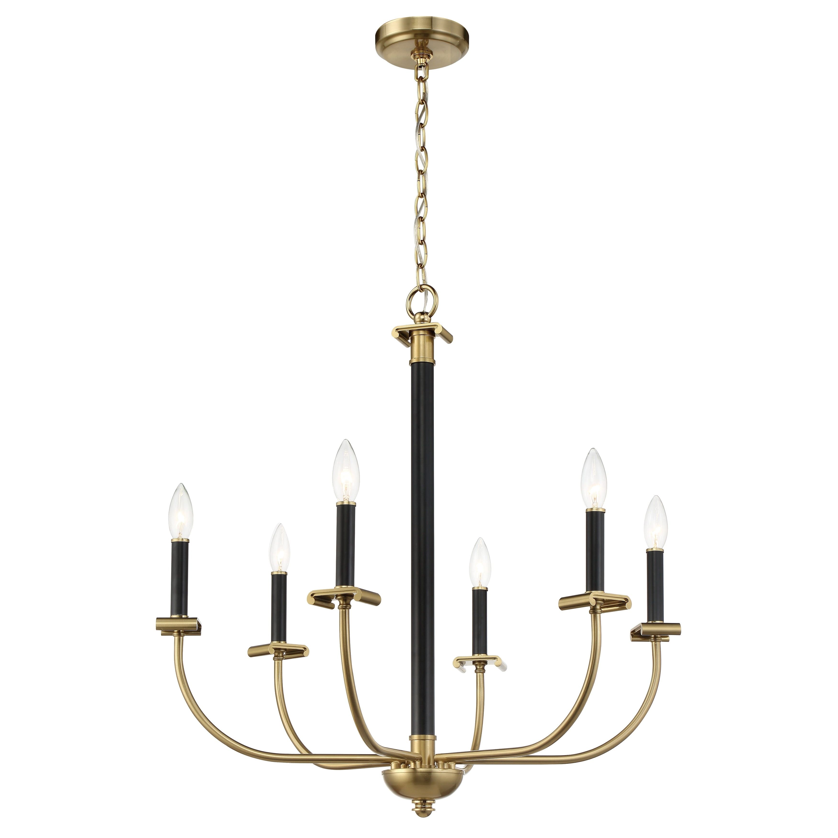 Stanza Brushed Nickel and Satin Brass 6-Light Chandelier