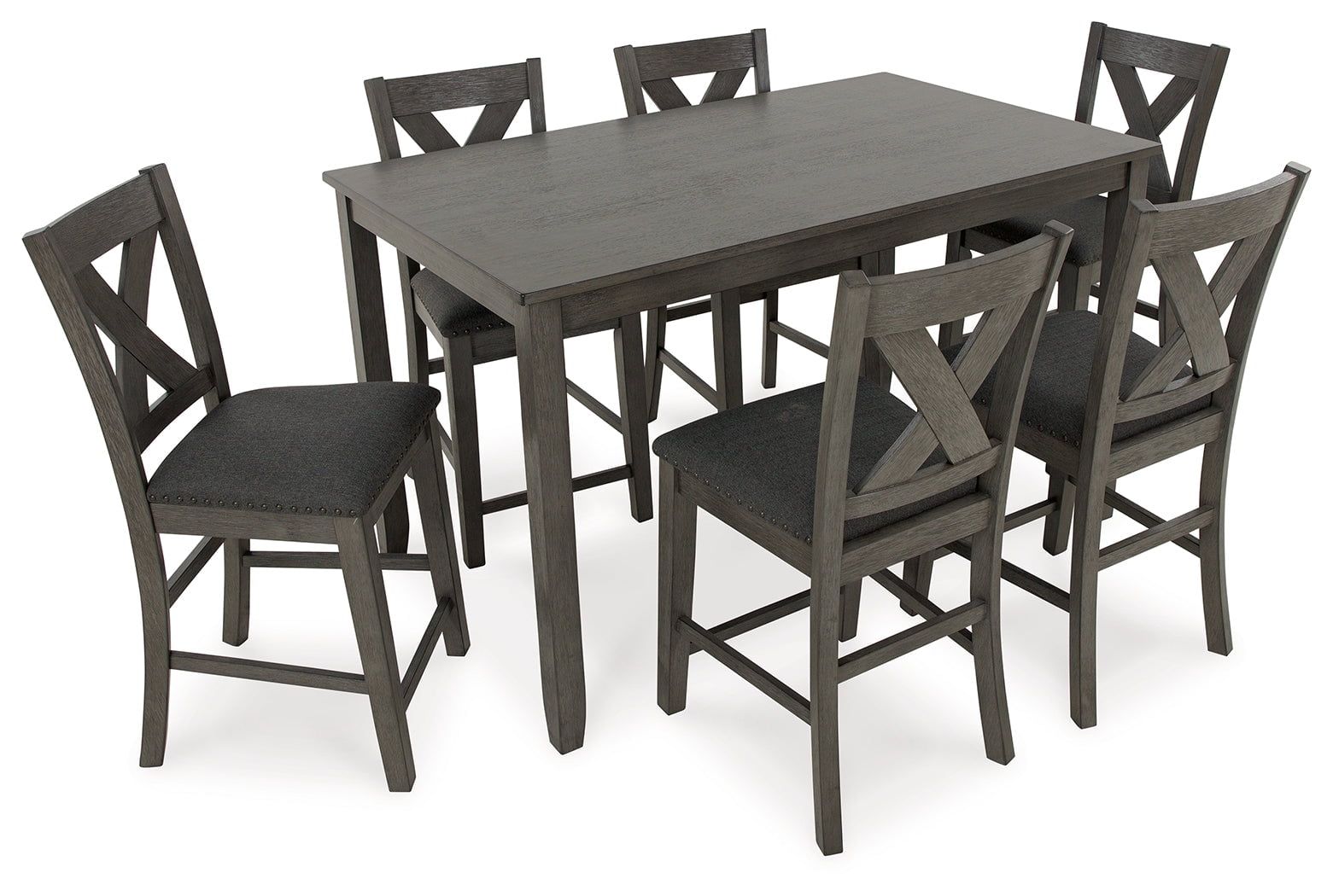 Gray Counter Height Dining Table Set with 6 Chairs