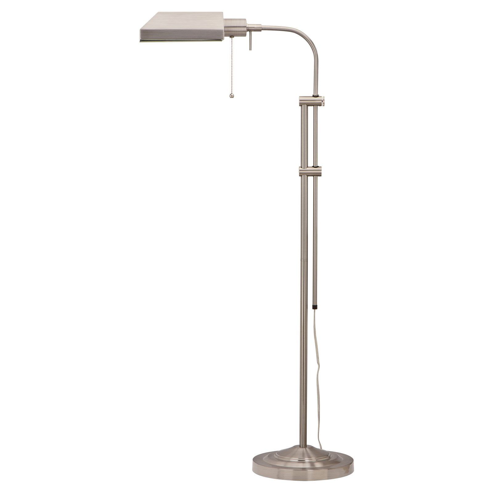 Adjustable Pharmacy Floor Lamp in Brushed Steel 46" Height