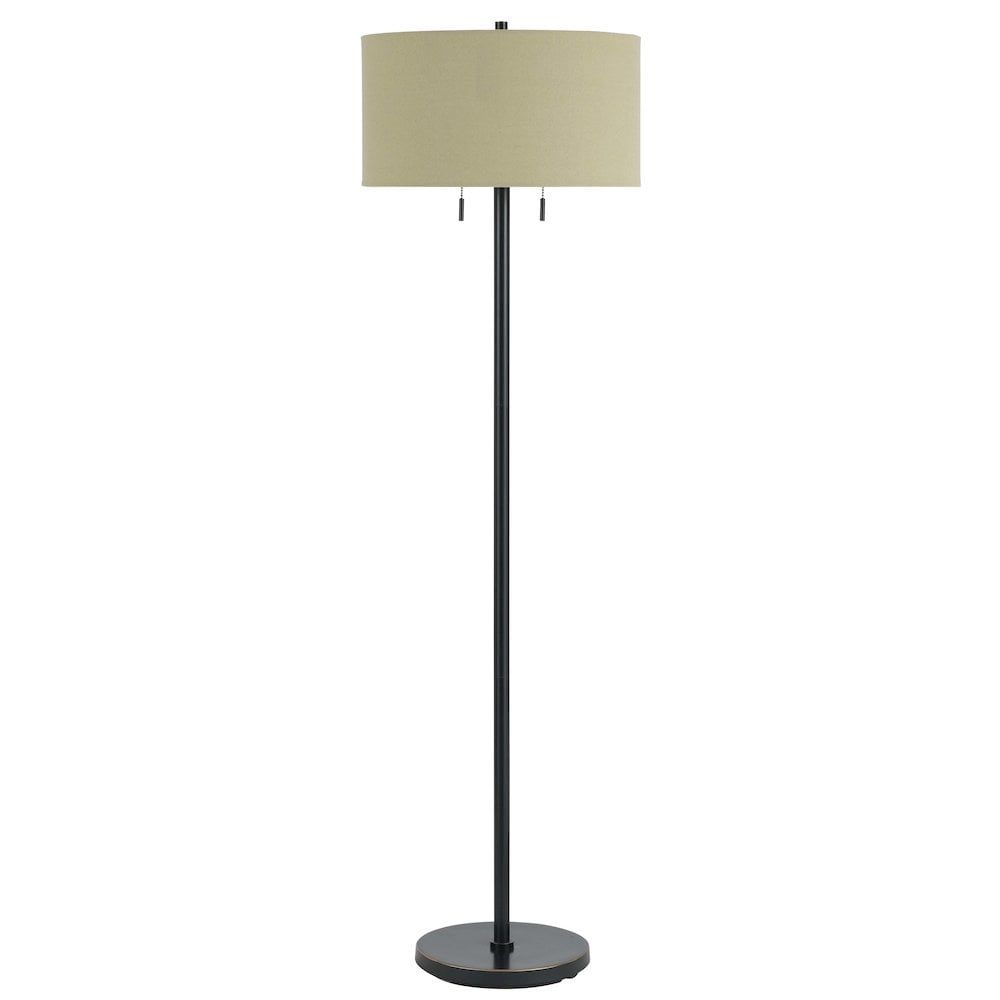 Adjustable Dark Bronze Metal Floor Lamp with Beige Shade