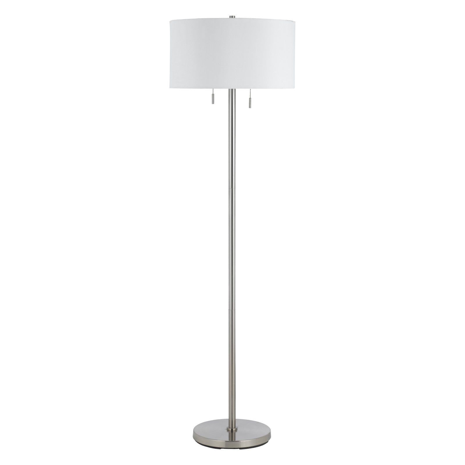 Adjustable Brushed Steel Floor Lamp with Fabric Shade