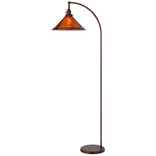 Rust Adjustable Metal Arc Floor Lamp with Mica Shade