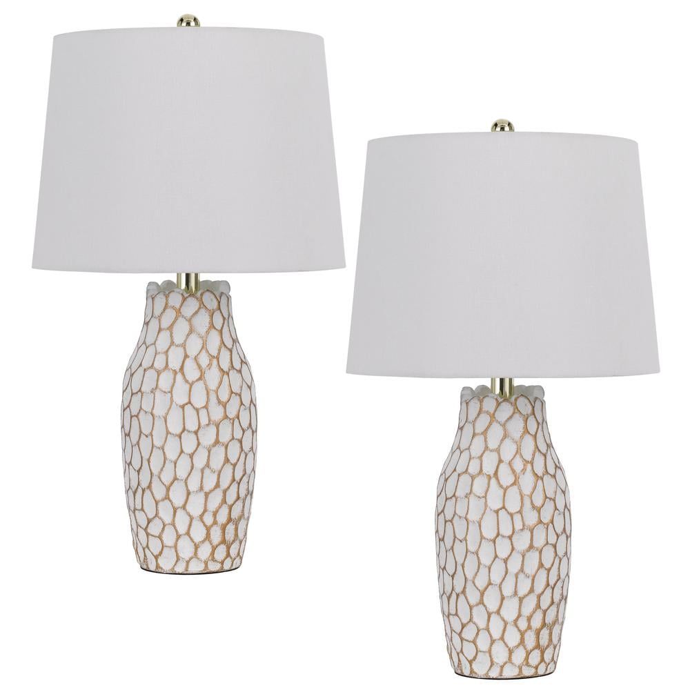 Elegant Elmira White Ceramic Table Lamp Set with Fabric Shades