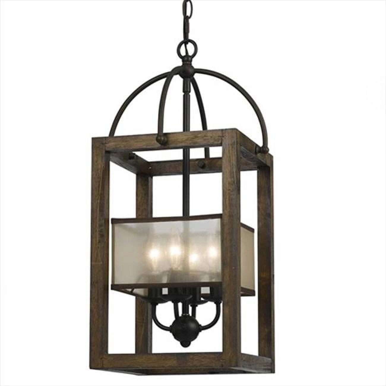 Bronze and Dark Wood Rustic Rectangle Chandelier Light