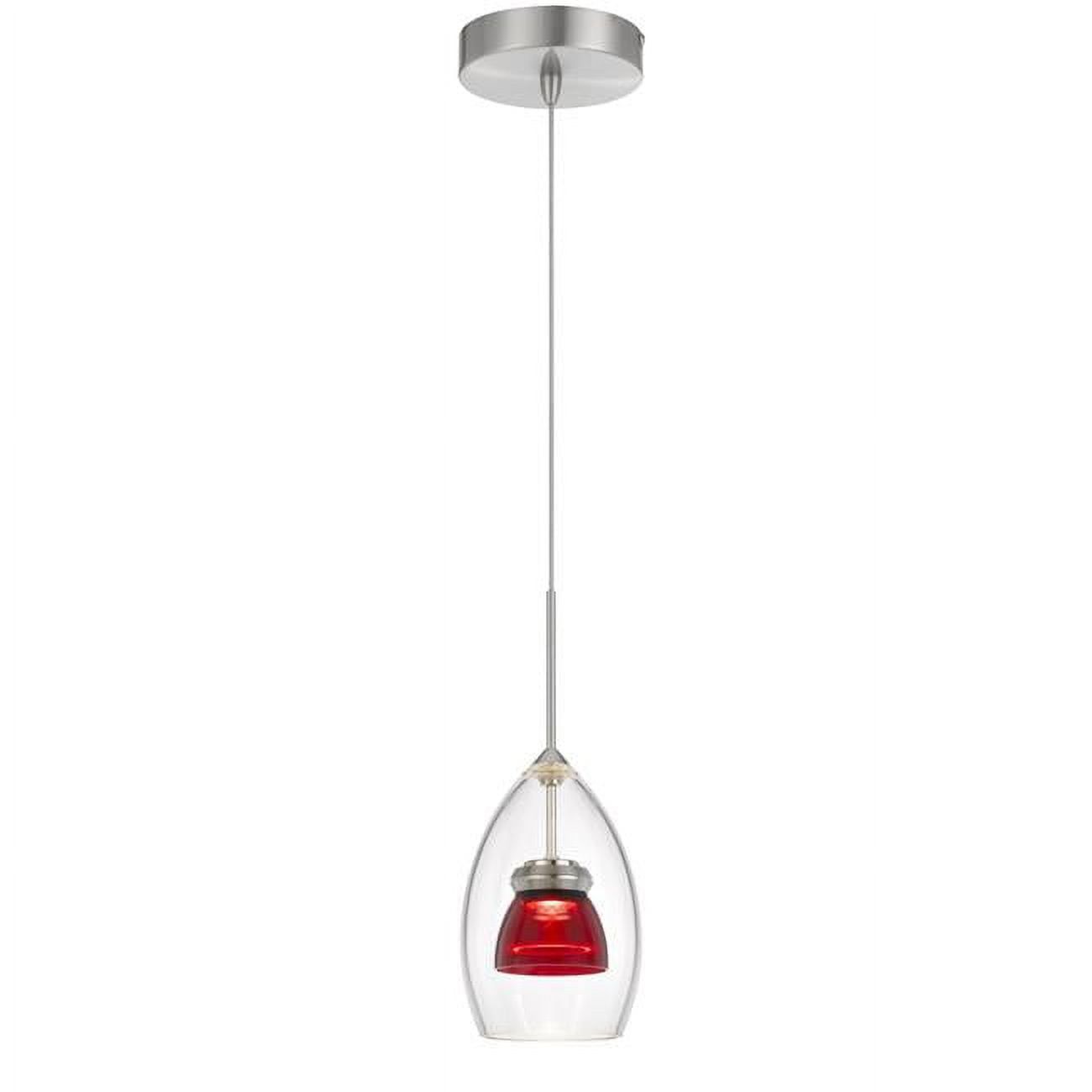 Luminous Mini LED Double Glass Pendant Light in Red Clear - 159"