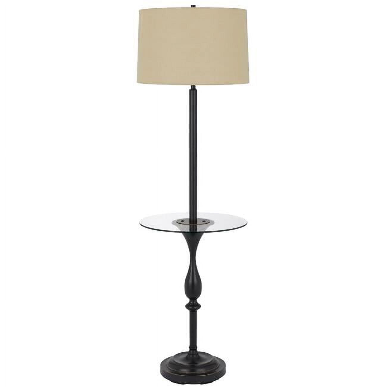 Sturgis Dark Bronze 3-Way Metal Floor Lamp with Glass Tray Table