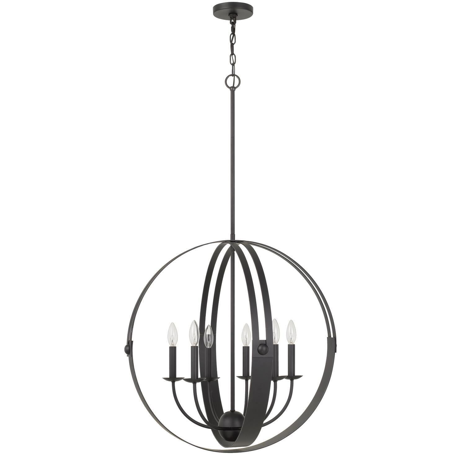 Matte Black 6-Light Bird Cage Metal Chandelier